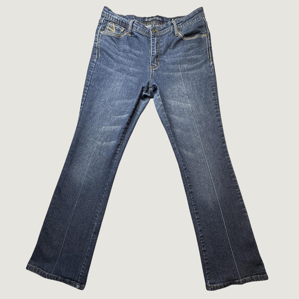 Salt Works Jeans Womens 10 Blue Bootcut Mid Rise Flap Pocket Contrast Stitch